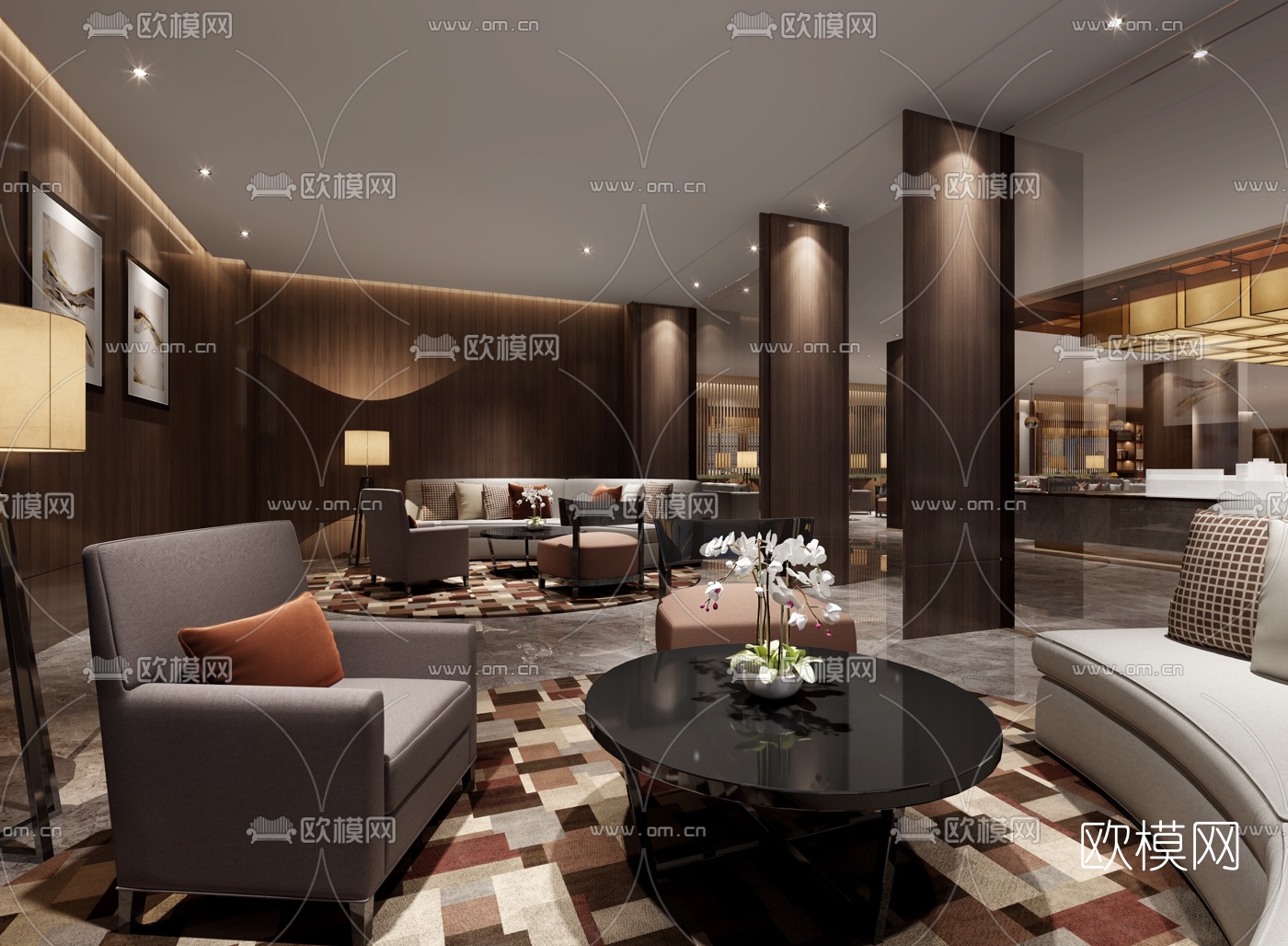 现代售楼部洽谈区3D模型-免费3dmax模型库-欧模网