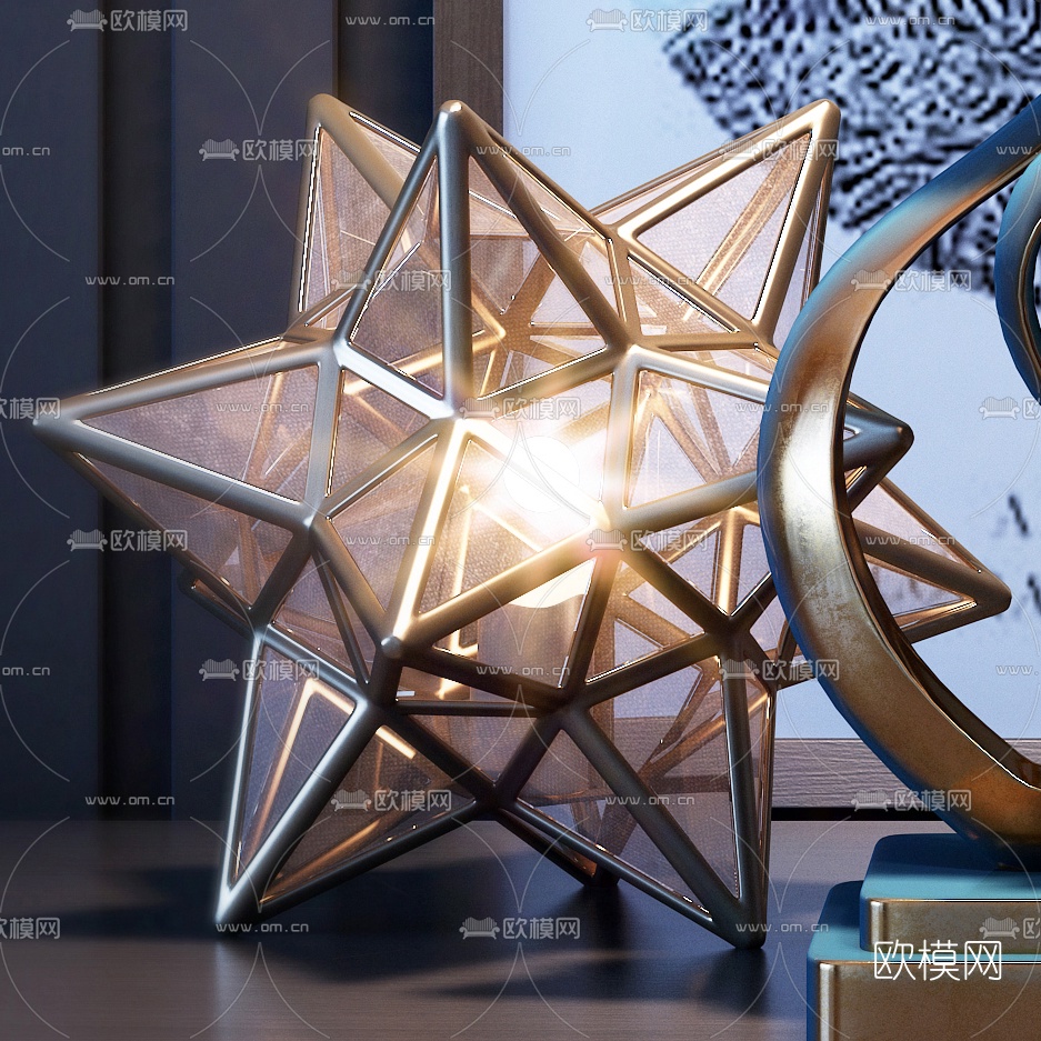 现代金属海豚工艺品摆件3d模型