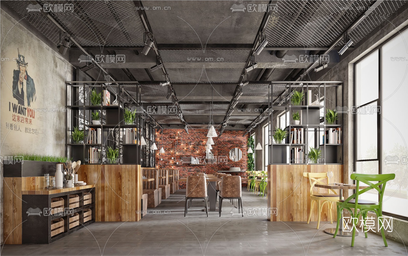 工业风快餐店3d模型下载（渲染图2）