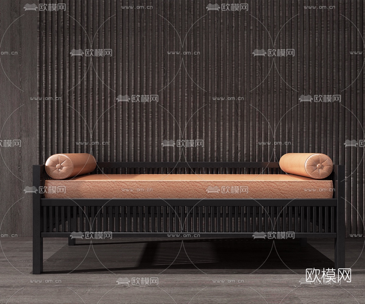 现代皮革脚踏组合3D模型下载（渲染图3）