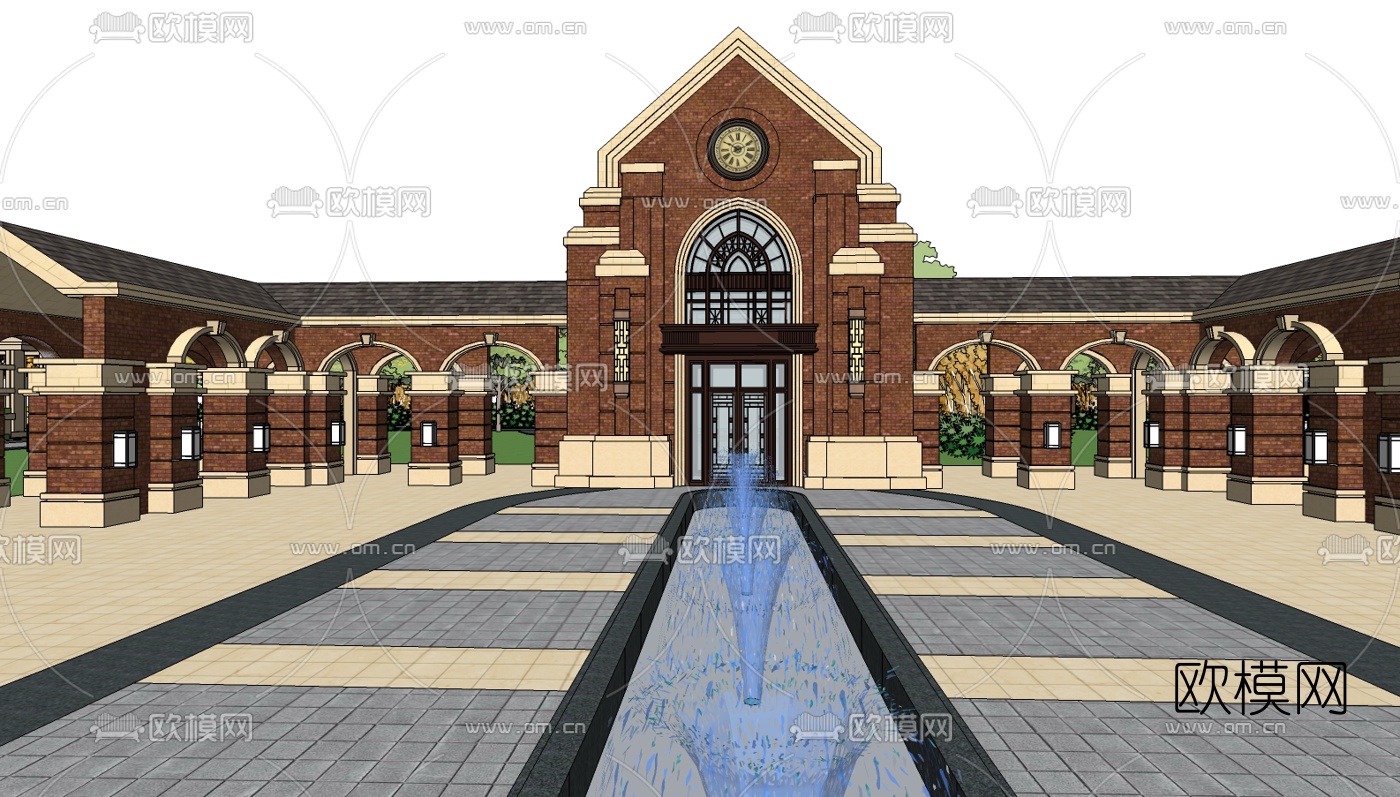 新古典入口大门su模型下载（渲染图2）