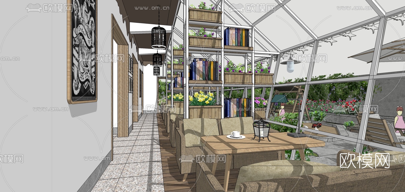 北欧民宿景观设计su模型下载（渲染图5）