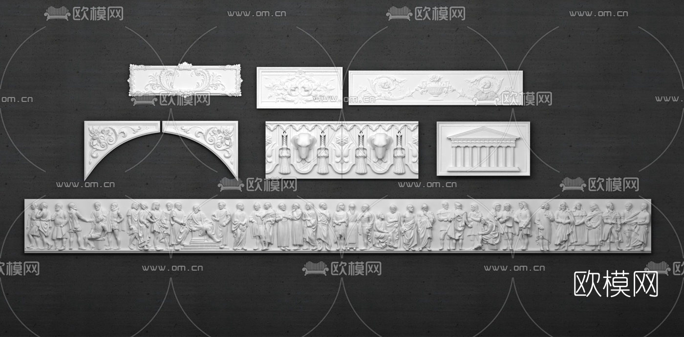 欧式石膏雕花线条角线3d模型