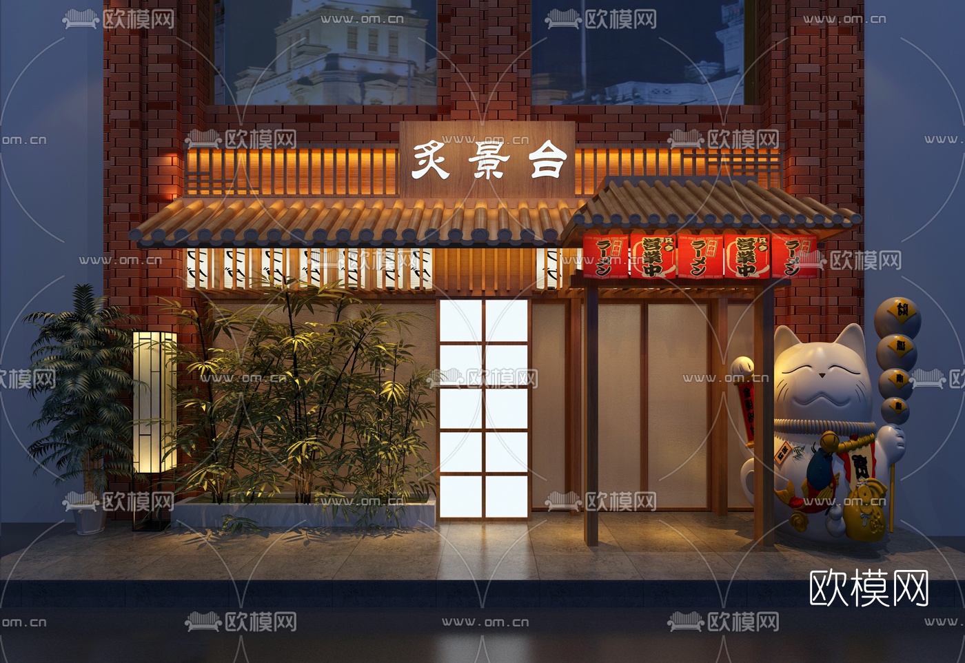 日式料理店门面门头免费3d模型下载_ID10193131_3dmax免费模型-欧模网