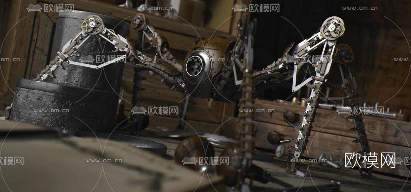 工业风机械蜘蛛饰品摆件3d模型