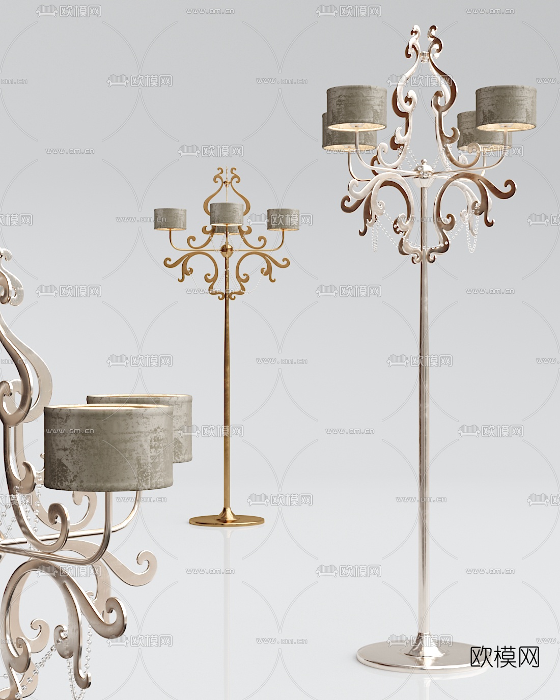 欧式落地灯3d模型下载
