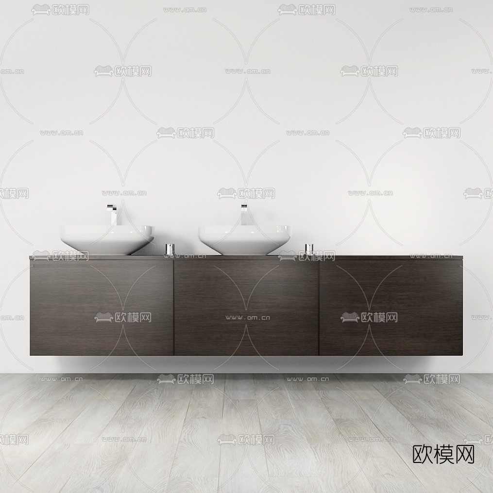 现代简约浴室柜洗手台su模型下载（渲染图3）