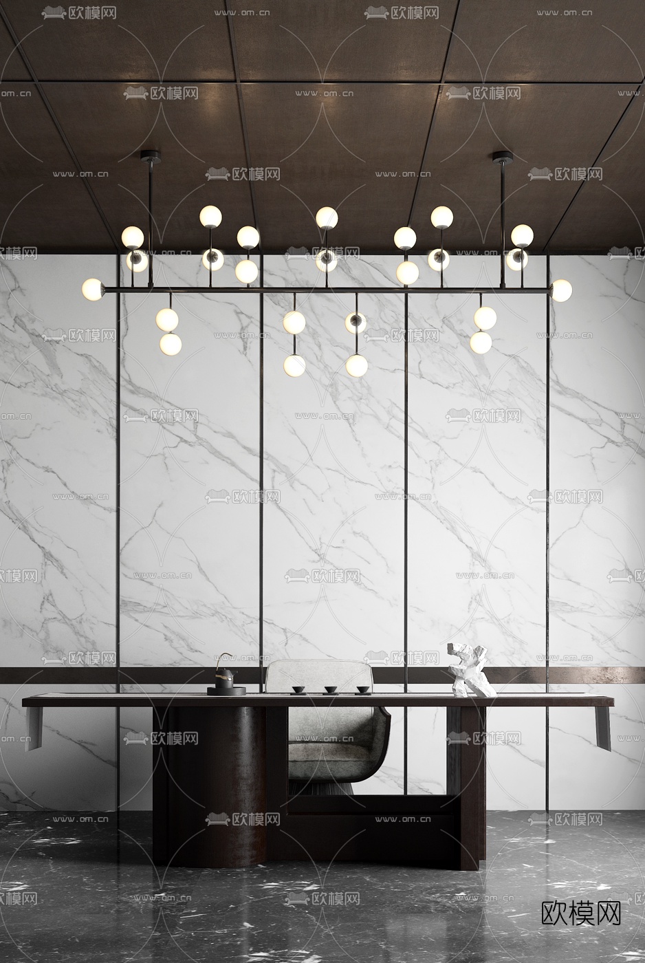 中合深美设计 新中式泡茶桌椅组合3d模型下载