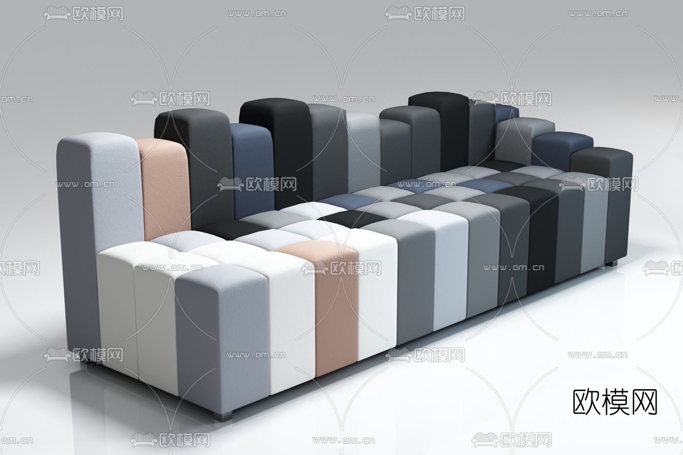北欧时尚布艺拼接休闲沙发3d模型