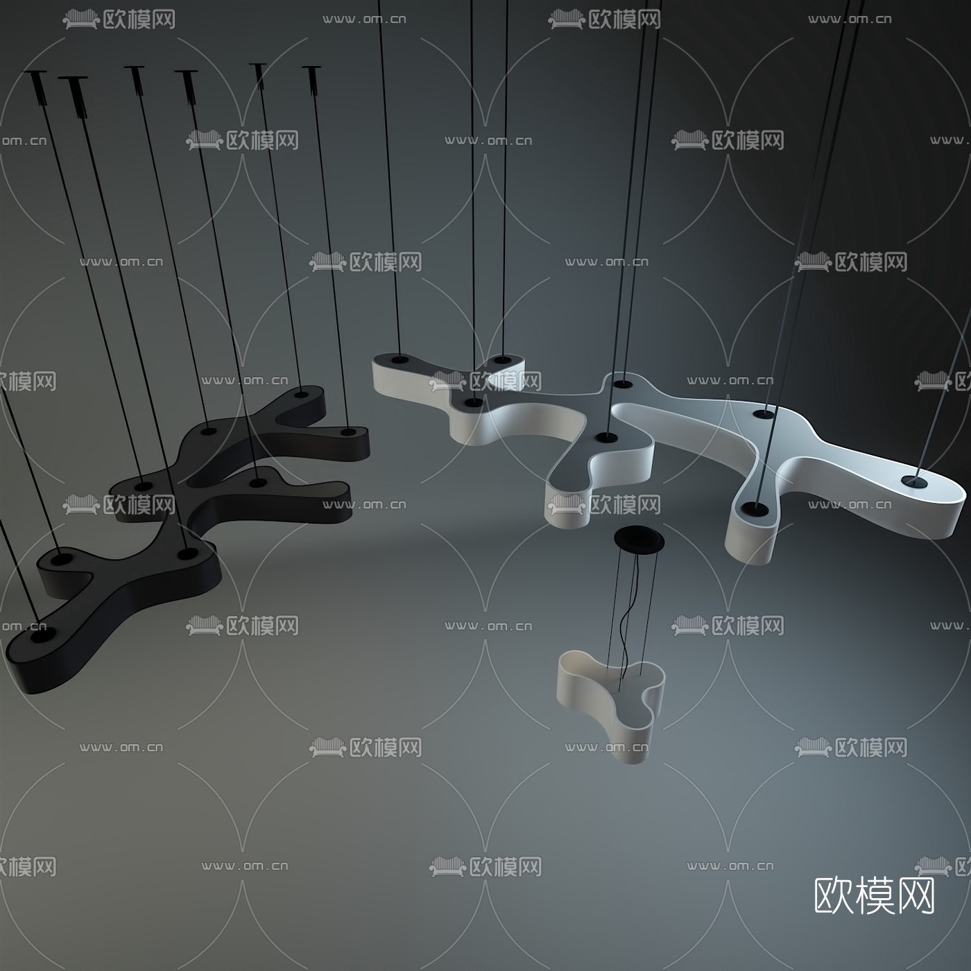 现代创意云形吊灯3d模型