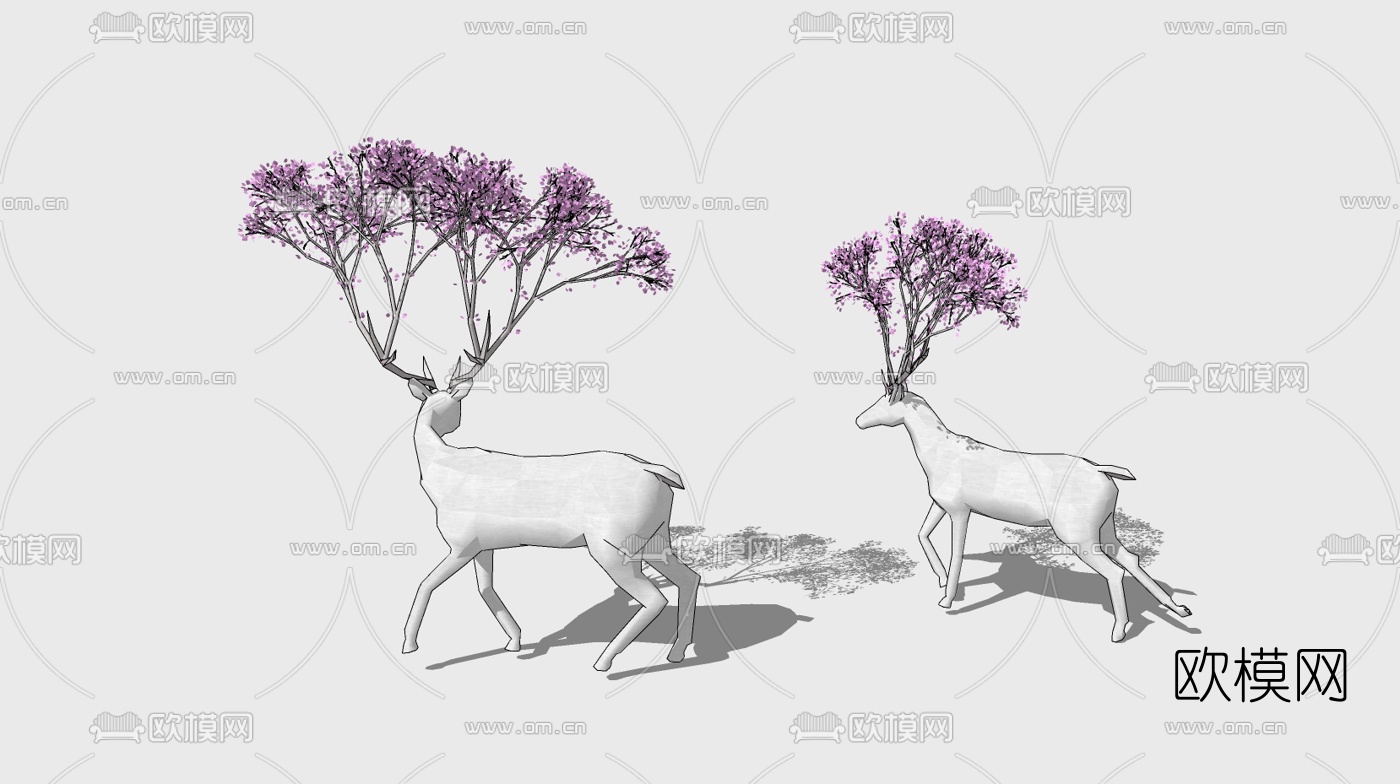 现代麋鹿艺术雕塑su模型下载（渲染图2）