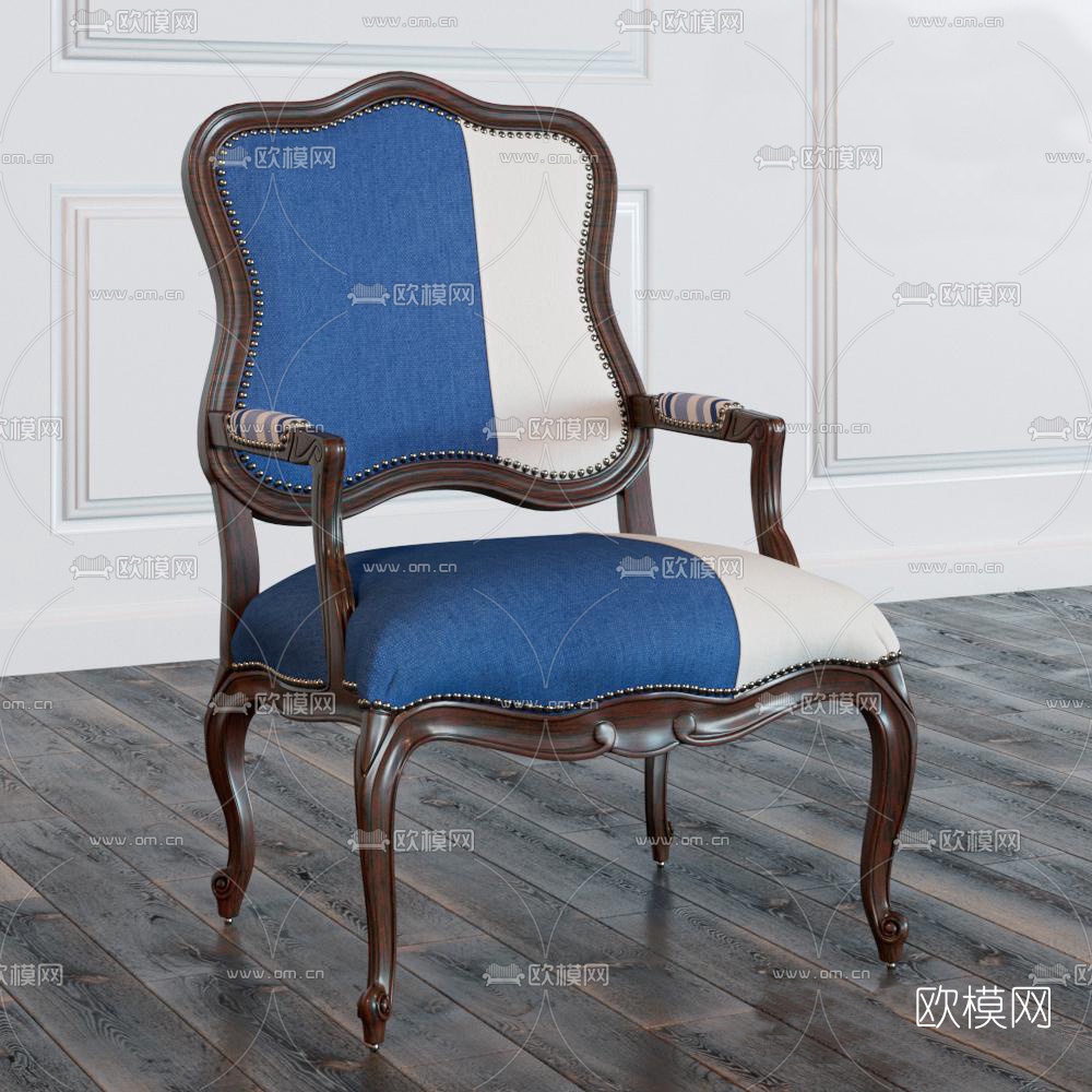 欧式实木单椅3d模型下载