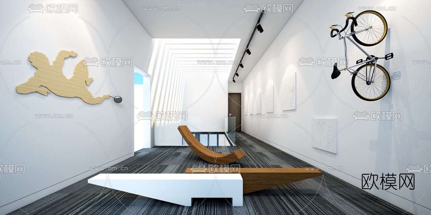 现代画廊展厅3d模型