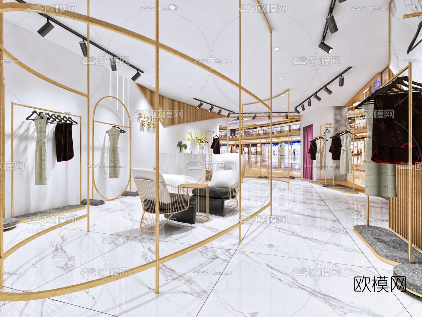 现代轻奢服装店3d模型
