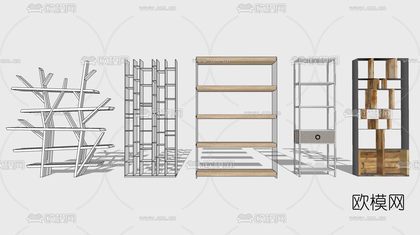 工业风书架装饰架su模型下载