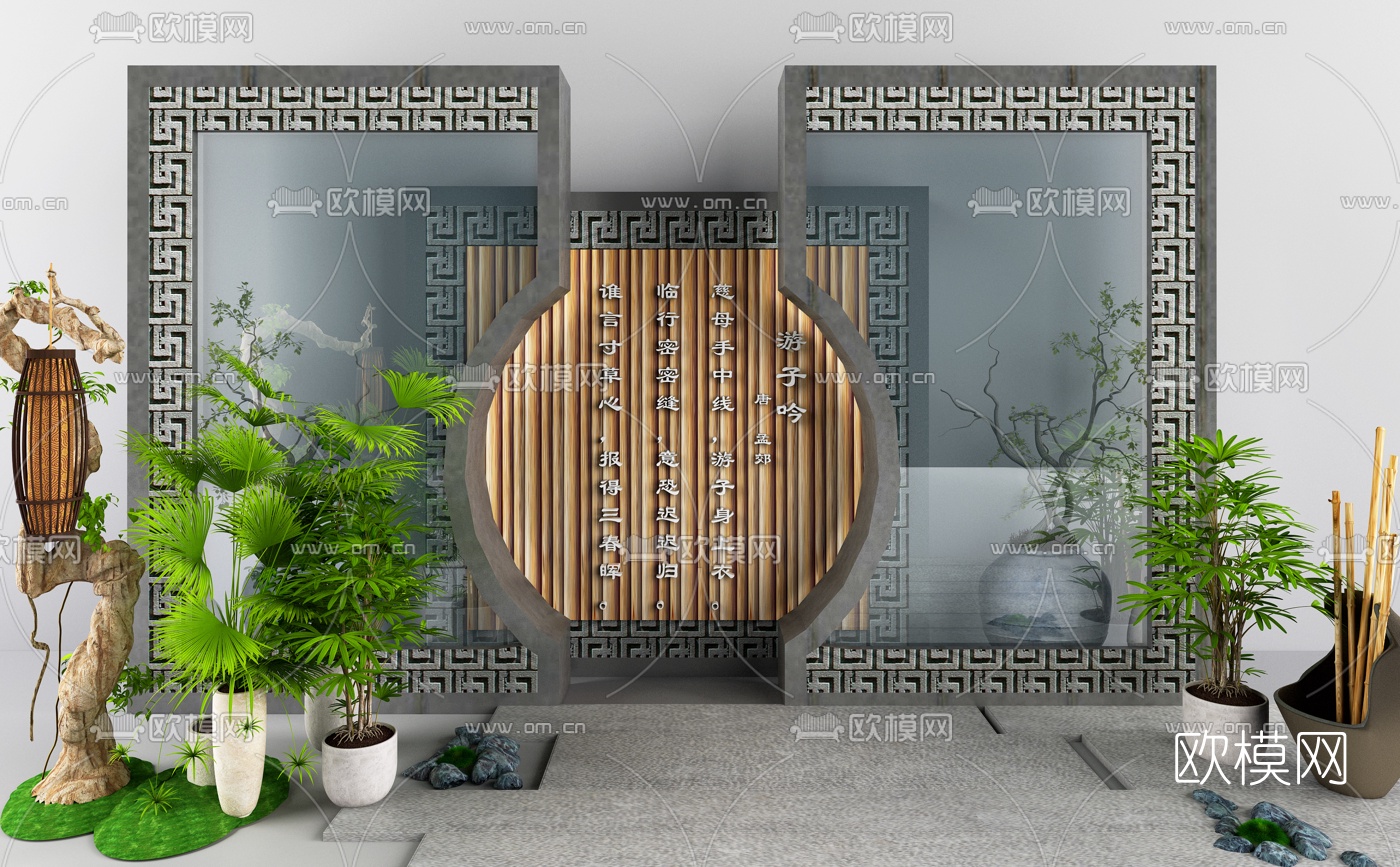 新中式园艺小品3d模型