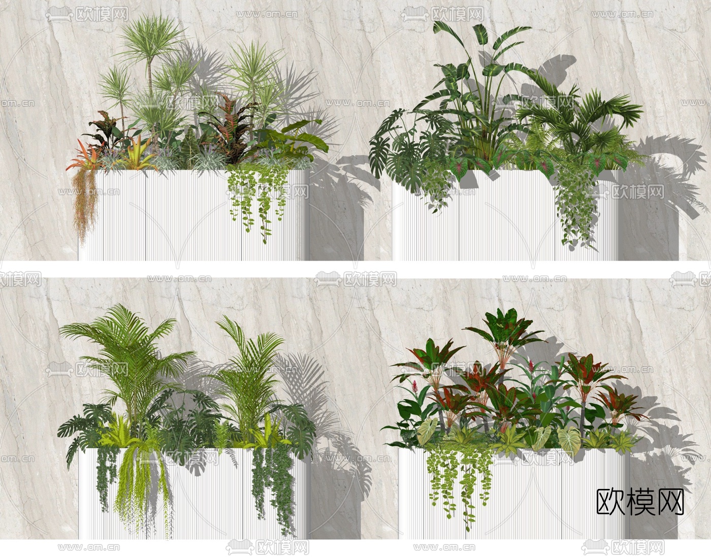 现代植物盆栽su模型下载