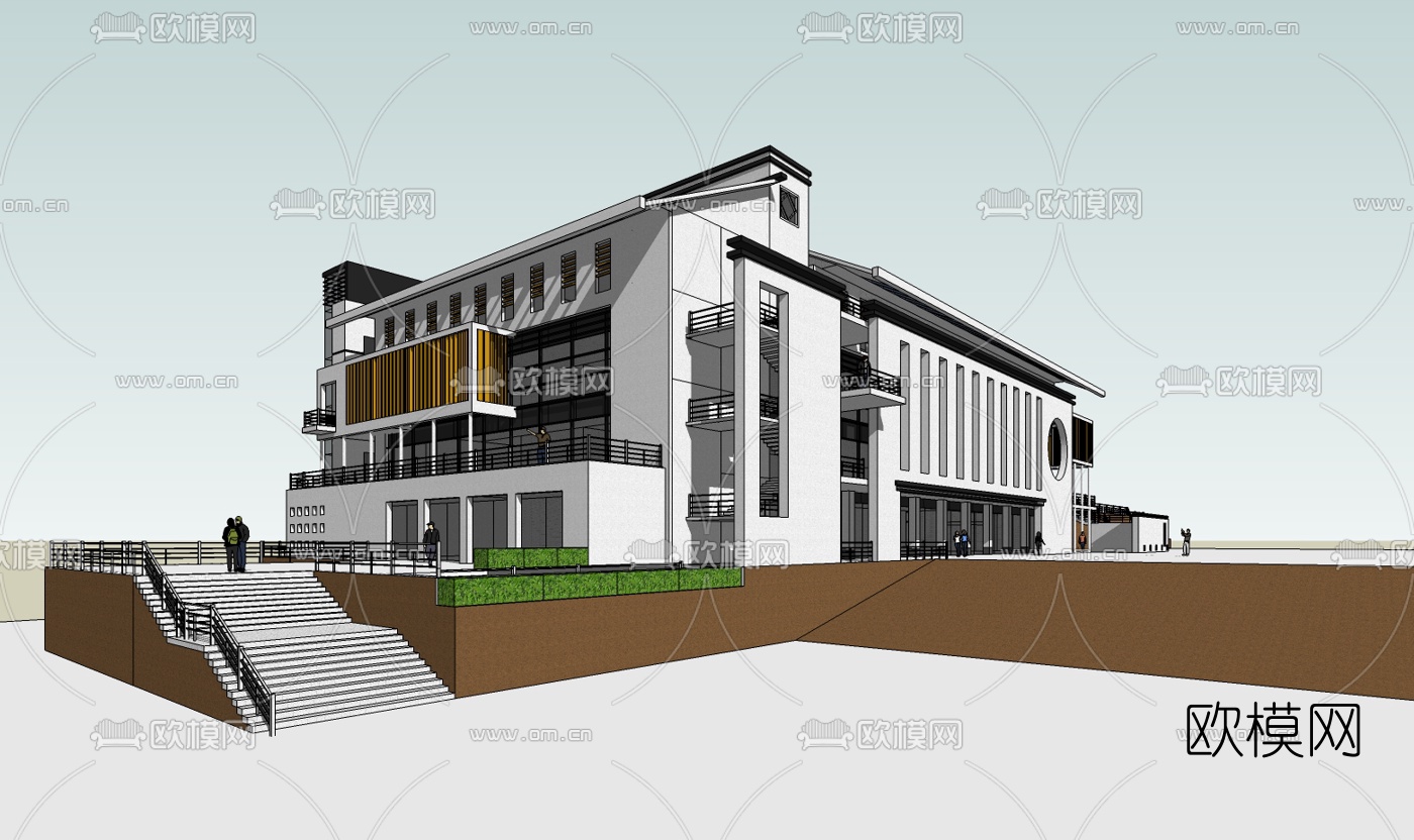 中式酒店su模型下载（渲染图1）