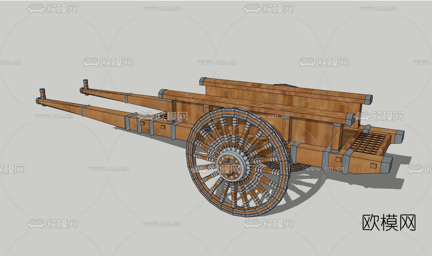 中式复古拖车免费su模型下载（渲染图1）
