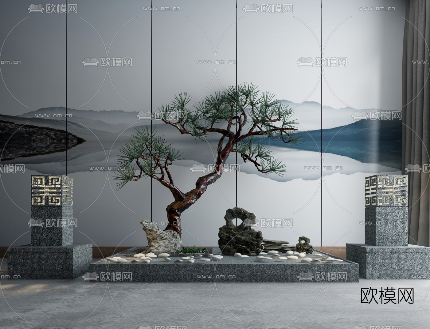 新中式景观小品3D模型