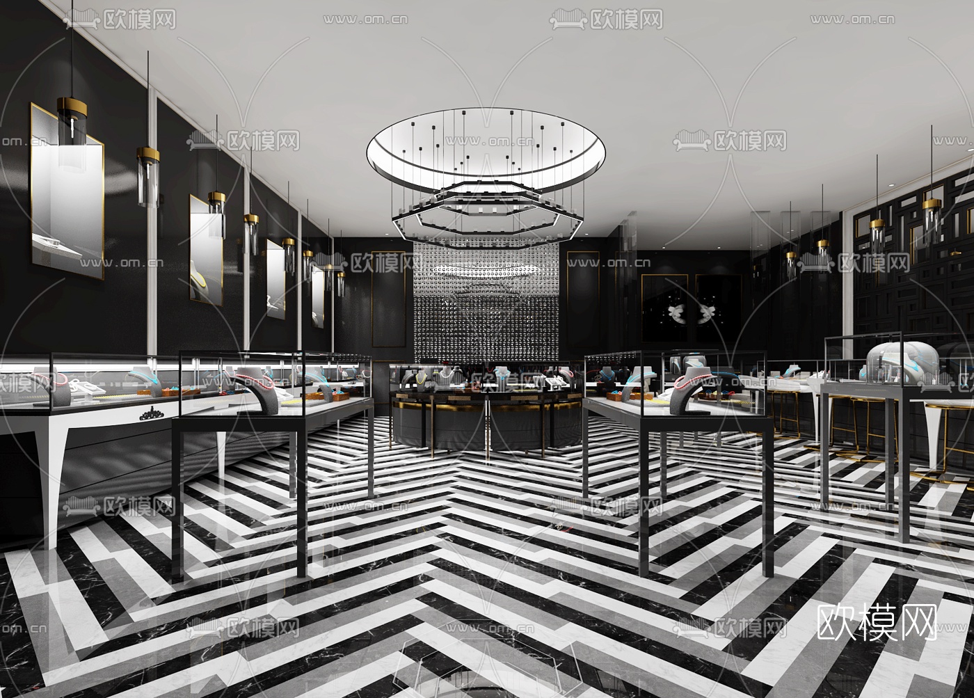 后现代首饰珠宝店3D模型-免费3dmax模型库-欧模网