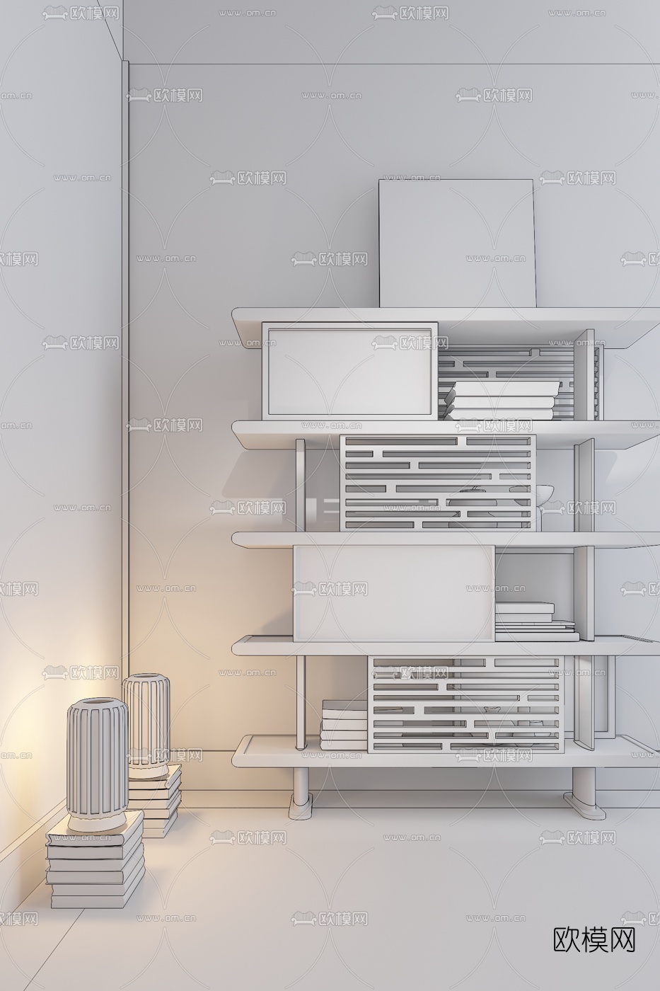 卢志荣设计 新中式实木装饰柜3d模型下载（渲染图4）