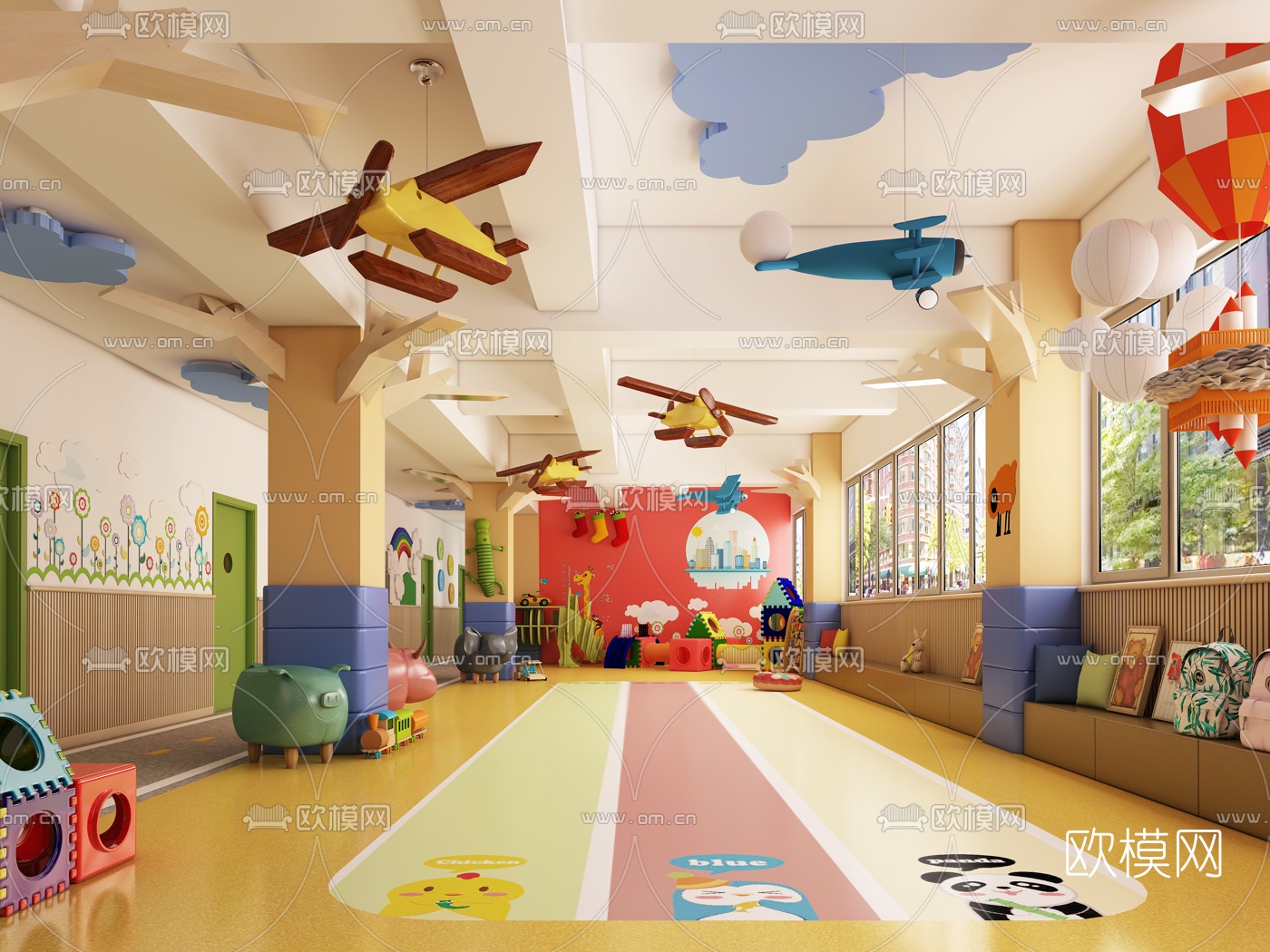 现代幼儿园3d模型-免费3dmax模型库-欧模网