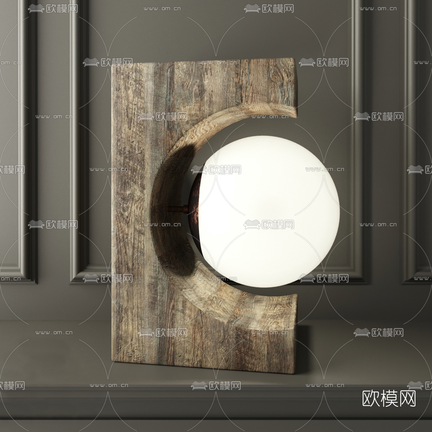 自然风原木台灯免费3d模型下载（渲染图1）