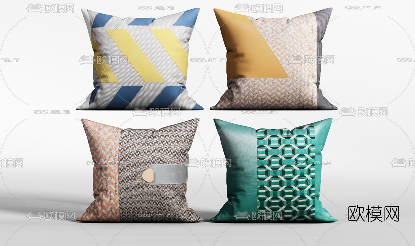 现代布艺抱枕3d模型下载