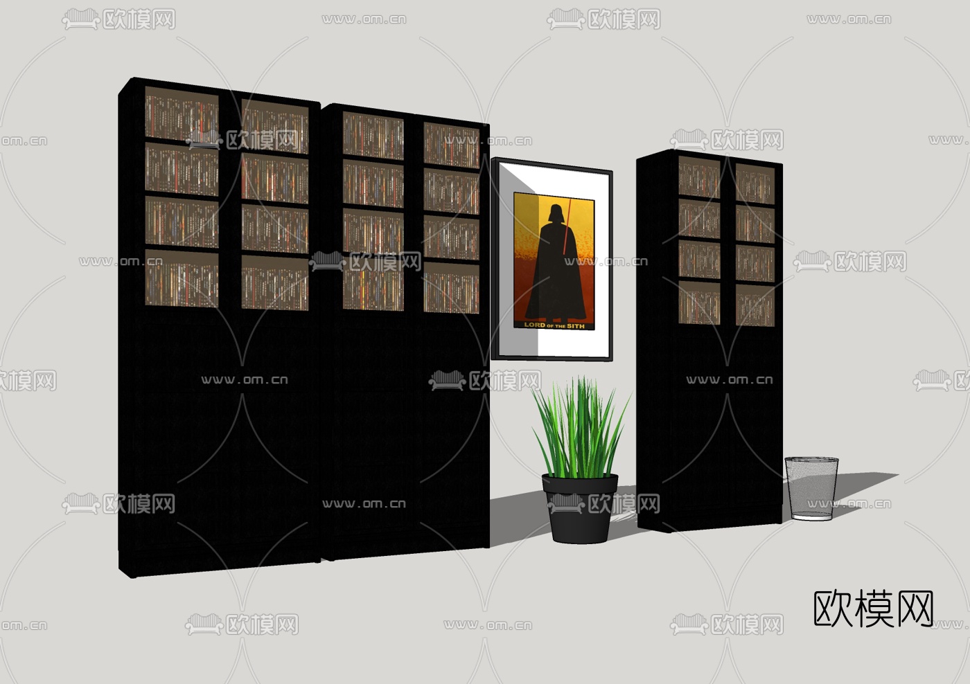 现代实木文件柜免费su模型下载