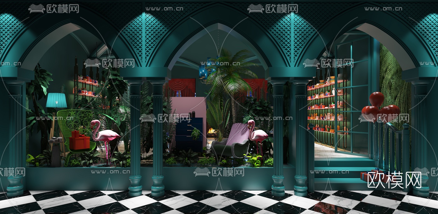 欧式商业店铺橱窗3d模型