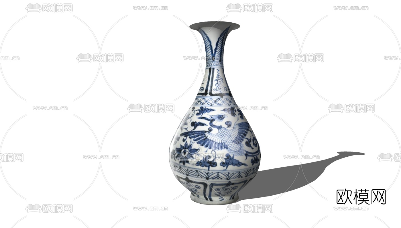 中式陶瓷花瓶免费su模型下载
