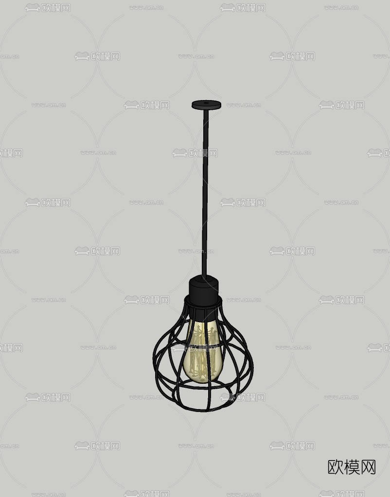 工业风铁艺吊灯免费su模型下载