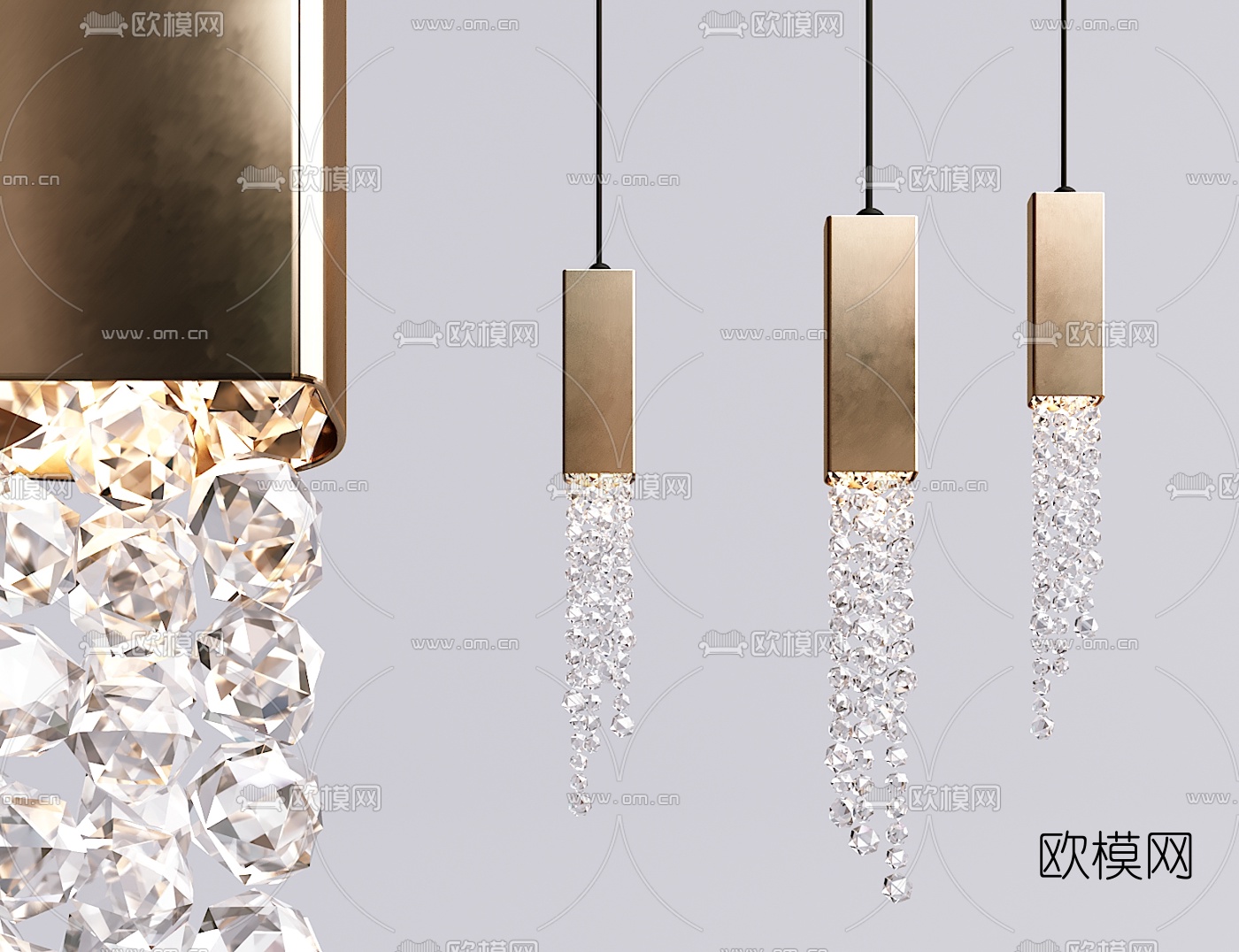 现代精美水晶小吊灯3d模型下载