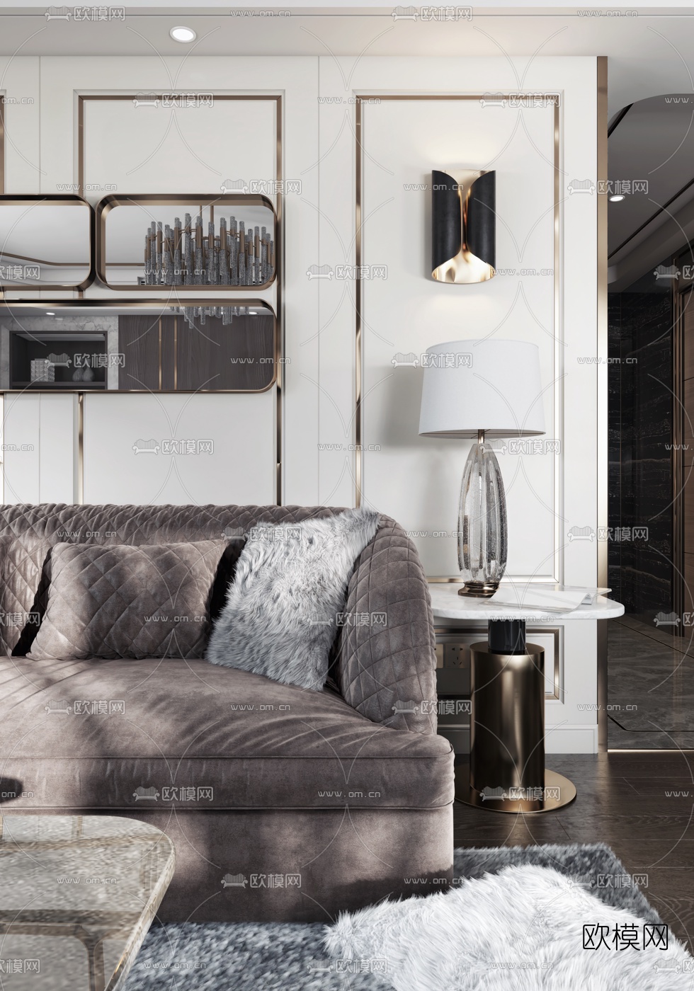 后现代奢华客餐厅3d模型下载（渲染图4）