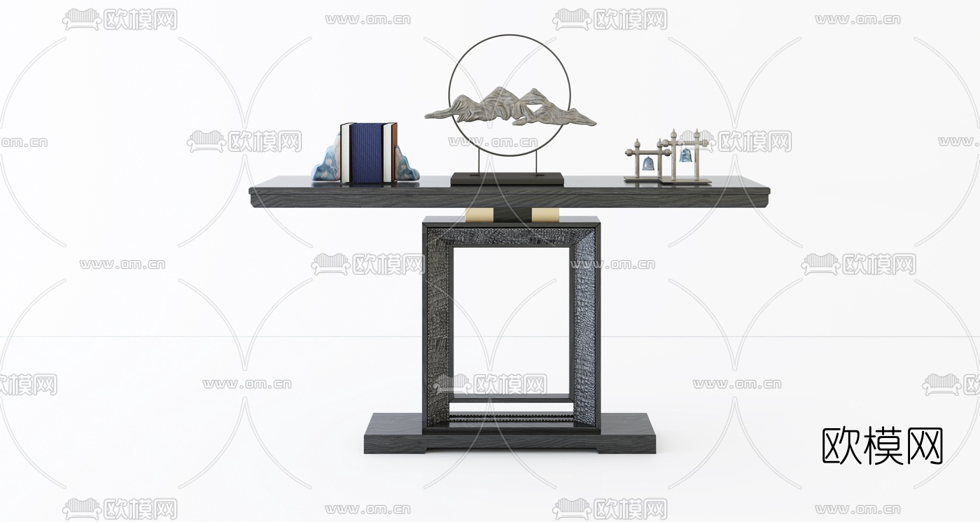 新中式电视柜3d模型下载（渲染图3）