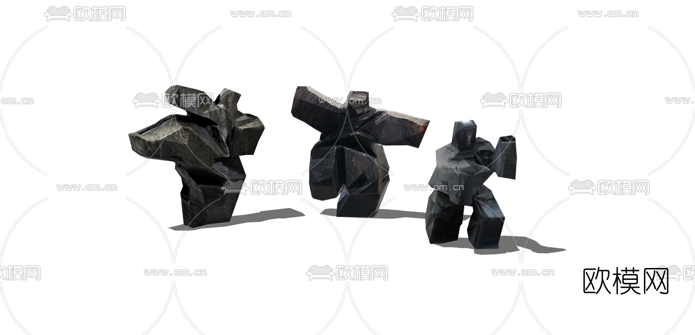 现代抽象人物雕塑su模型下载