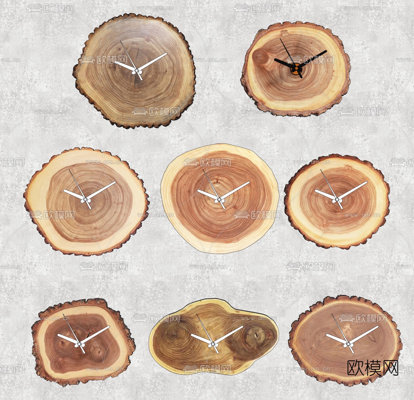 自然风原木年轮挂钟su模型