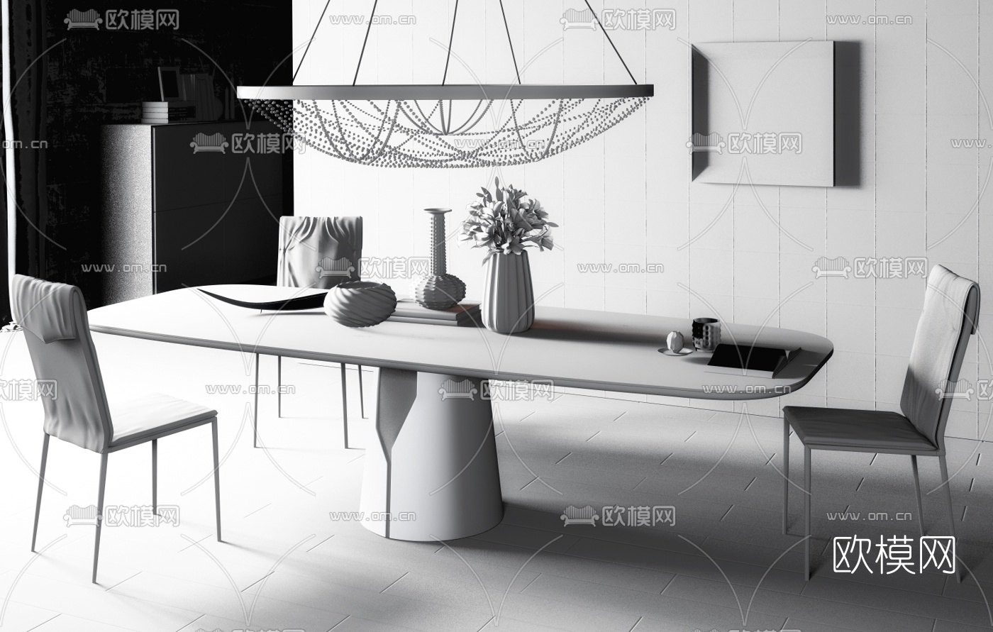 意大利Cattelan Italia品牌 现代大理石餐桌椅3d模型