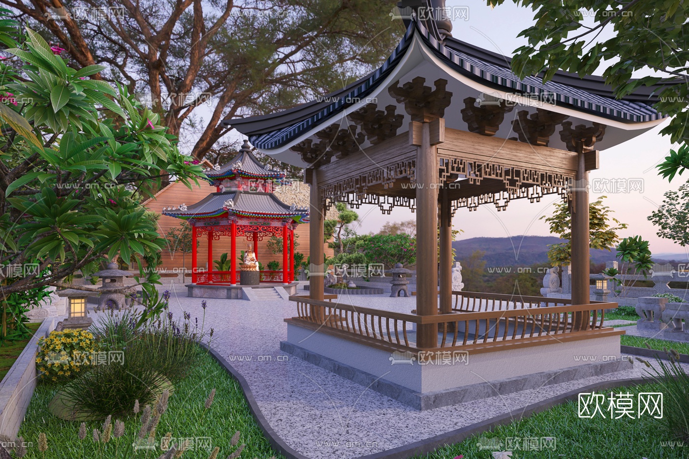 中式园林景观3d模型