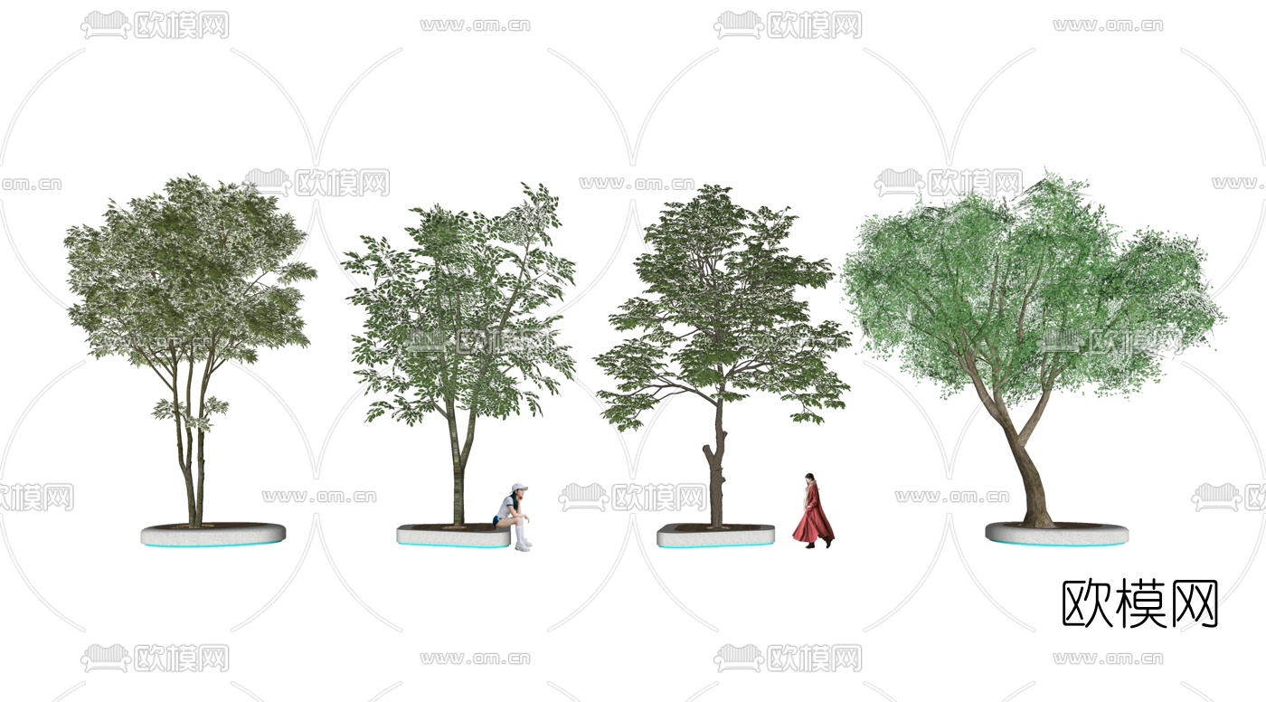 现代景观树su模型下载