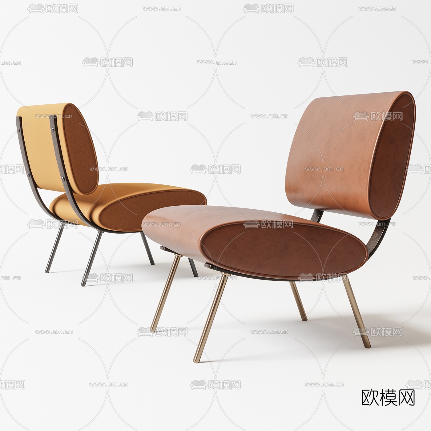 Molteni&C 现代皮革休闲椅3d模型下载