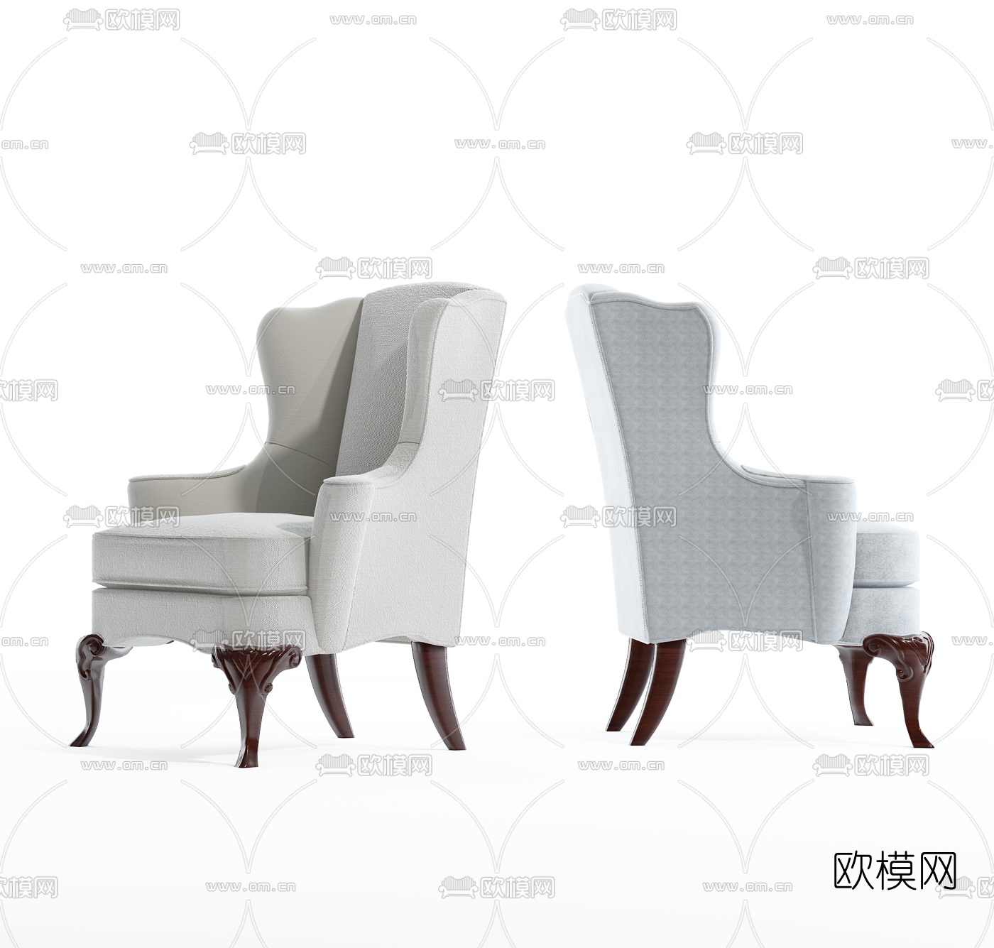 美式单人沙发3d模型下载