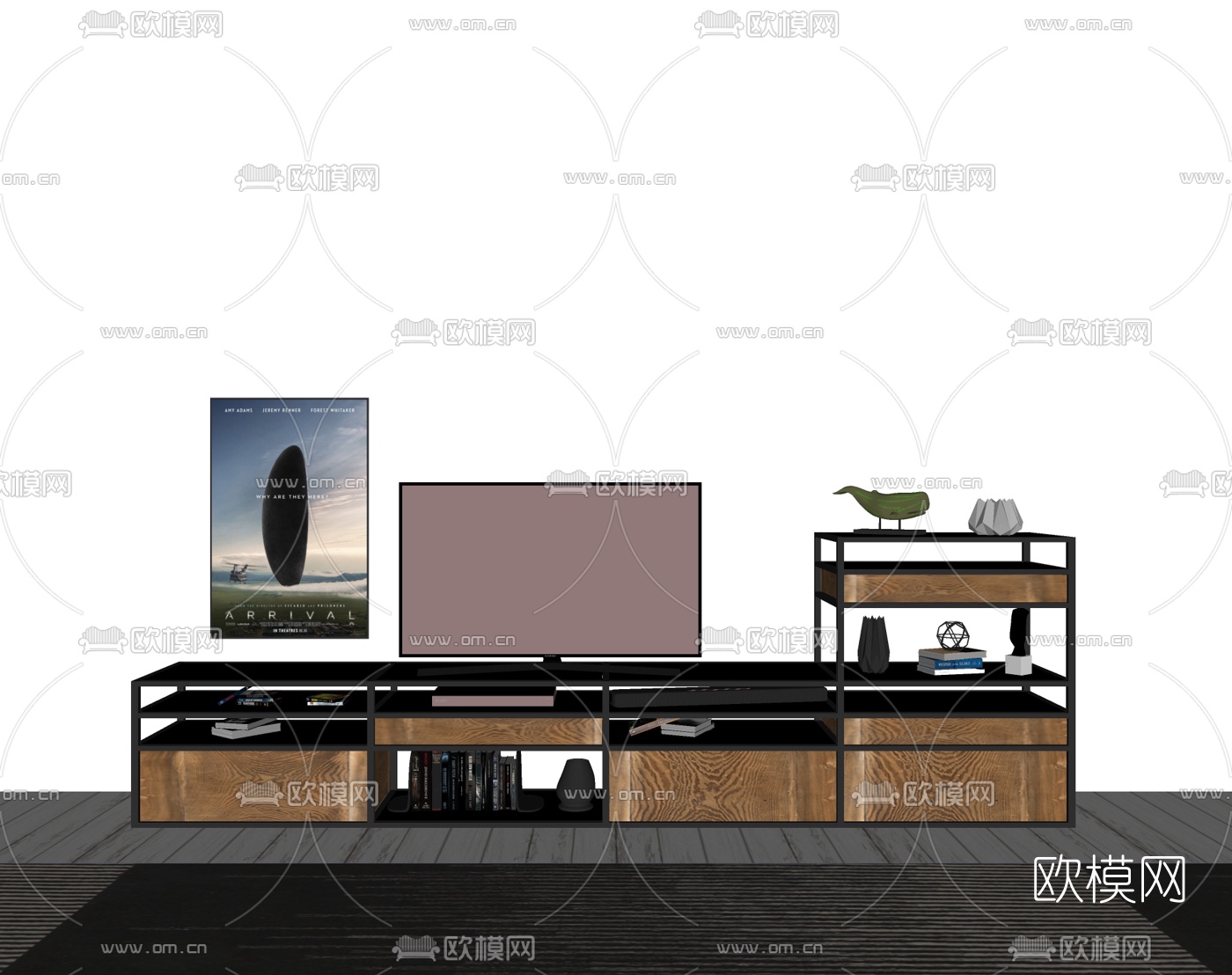 工业风电视柜su模型下载