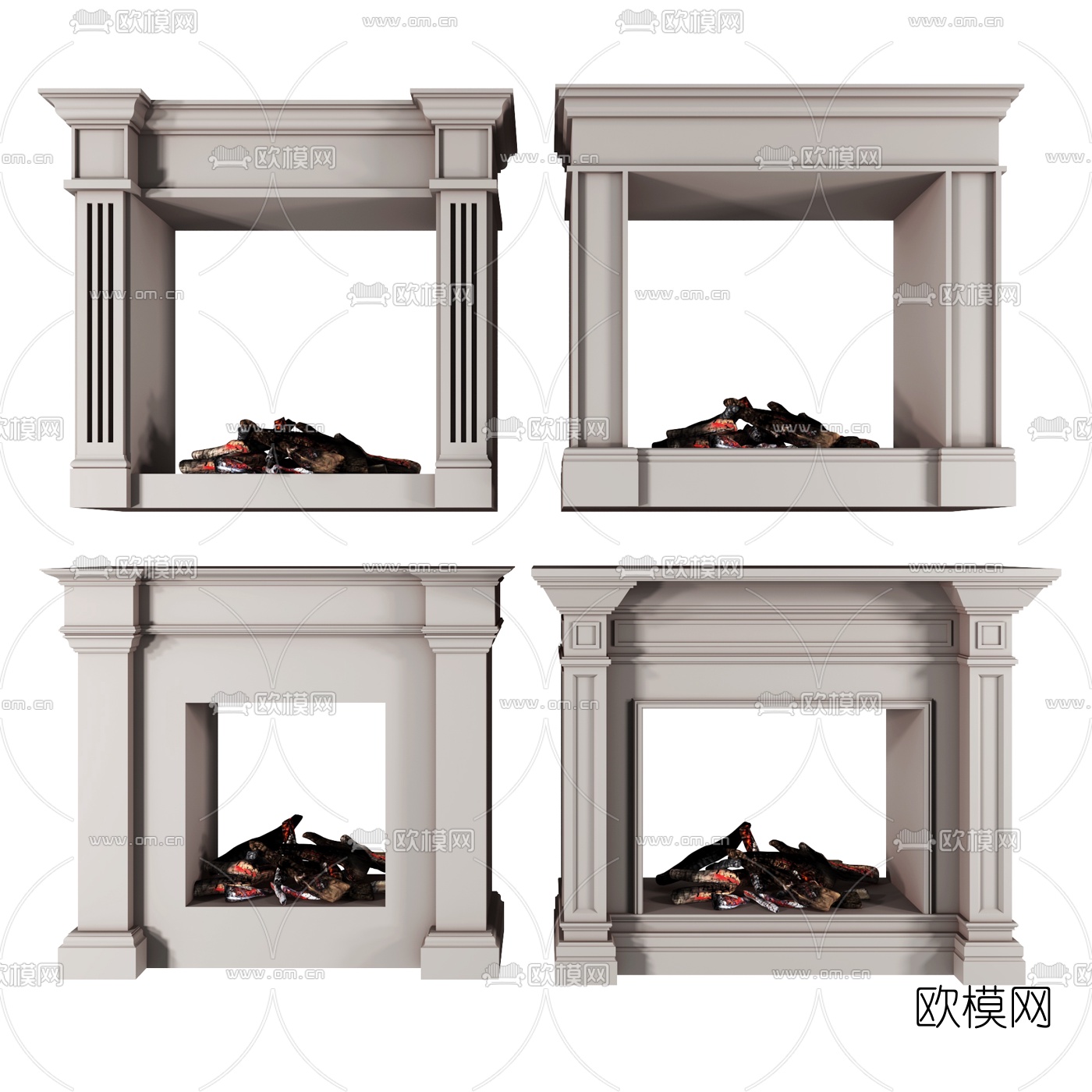简欧壁炉3d模型下载