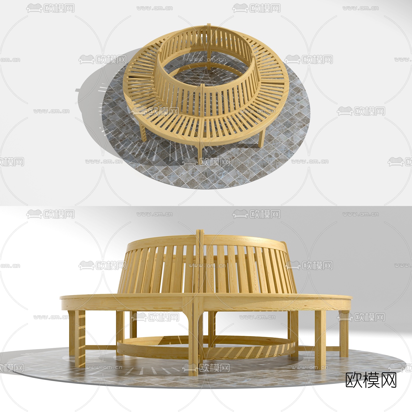 现代户外环形公用椅3d模型