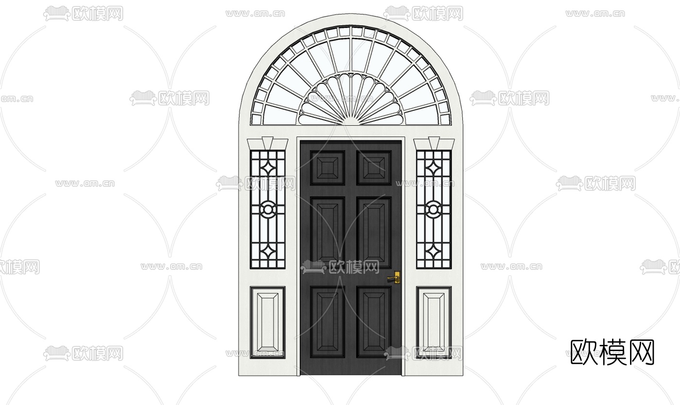 欧式实木平开门免费su模型下载