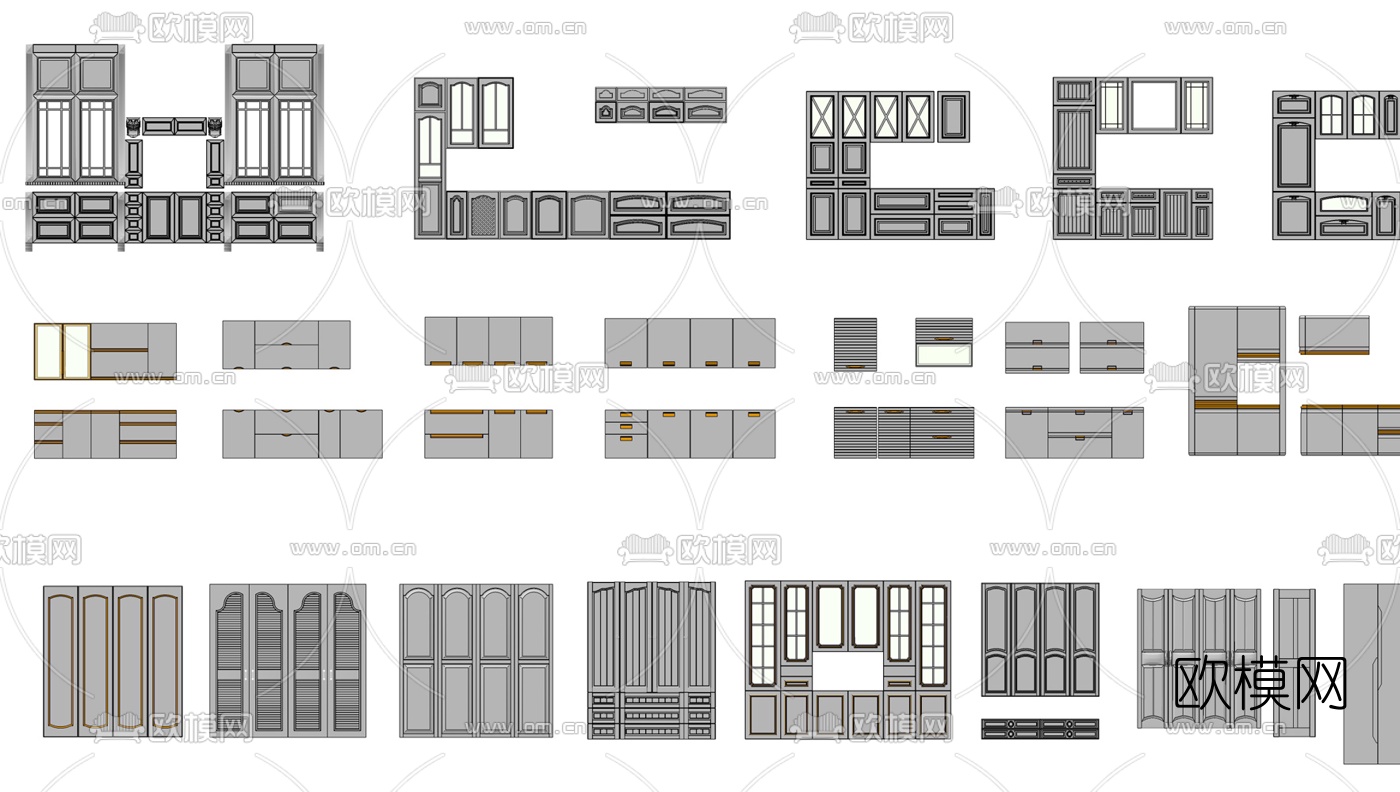 欧式橱柜su模型下载（渲染图3）