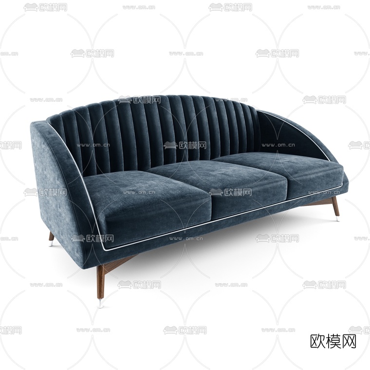 北欧布艺多人沙发3D模型-免费3dmax模型库-欧模网