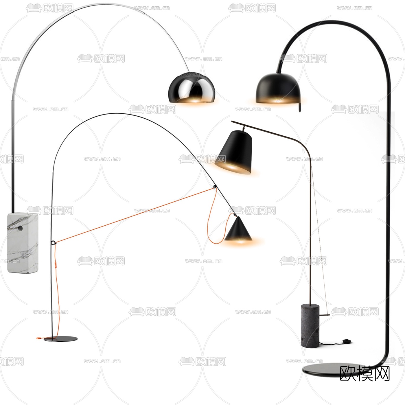 现代金属落地灯3d模型下载